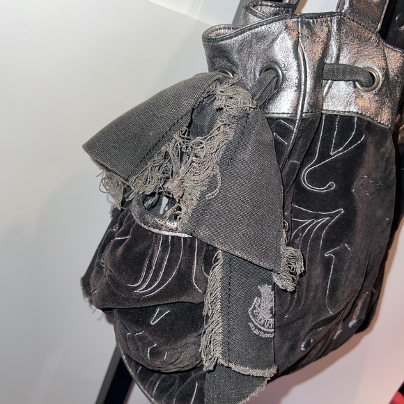 Vintage Black Juicy Couture Purse Daydreamer Tote Bag Velour Y2K Preloved - Picture 3 of 9